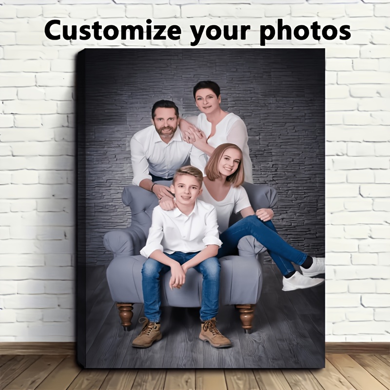 TEMU 2d Flat, 2d Flat, 1pc Custom Frameless Canvas Art Print Personalized Photo Wall Art For Weddings, Graduation, Family Portraits | Frameless Real