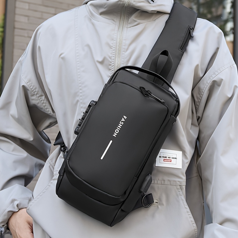 h7 3 5days mens anti theft password lock crossbody bag durable fabric adjustable strap multiple compartments zipper closure ideal for motorcycle casual sports daily urban hiking secure travel bag sturdy construction Product details 2