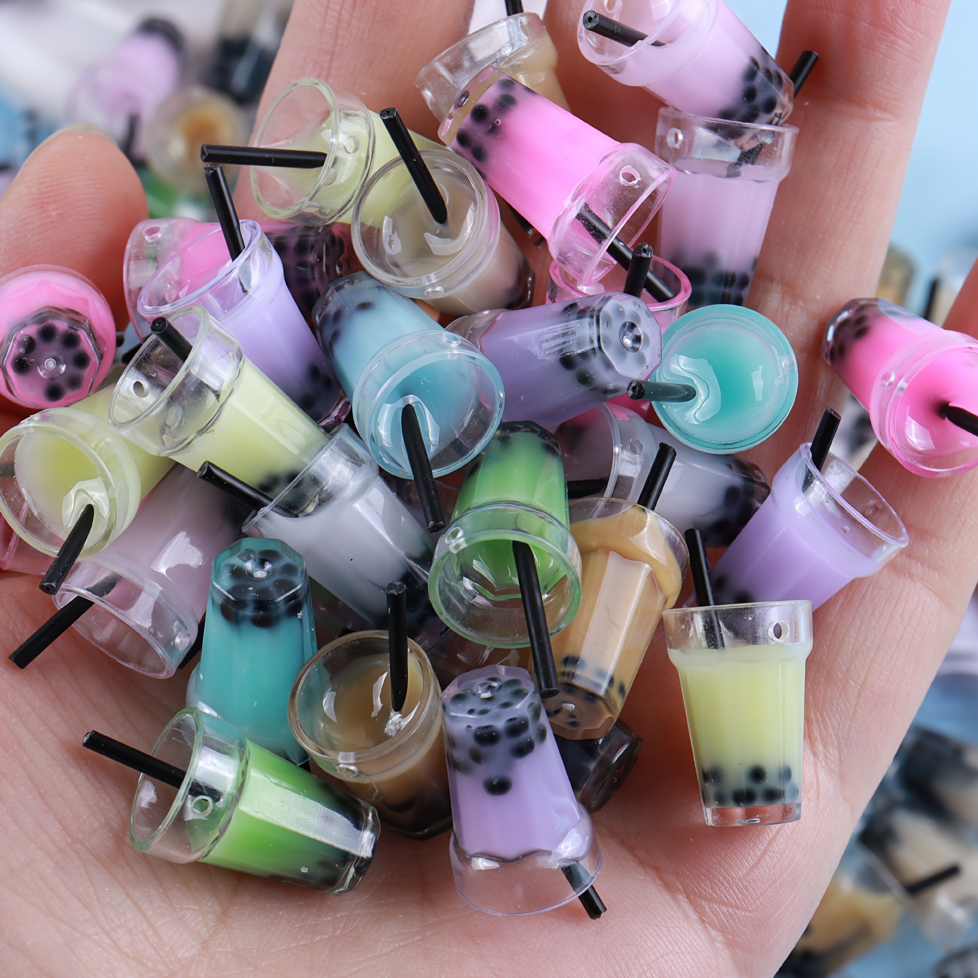 

80pcs Simulation Bubble Tea Straw Cup Creative Diy Jewelry Accessories Pendant Earrings Mobile Phone Chain Bag Hanging Materials Wholesale