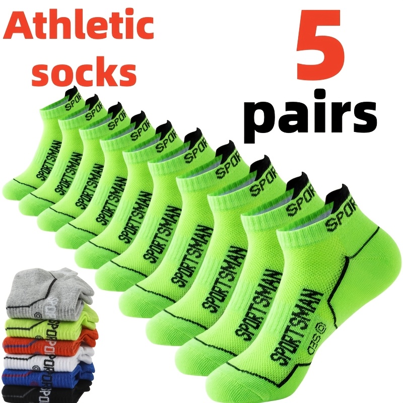 TEMU 5-pair Men's And Women's Sports Socks - Breathable, Moisture-wicking Low-cut Ankle Socks For Running, Sports, And Daily Wear - Comfortable For ,