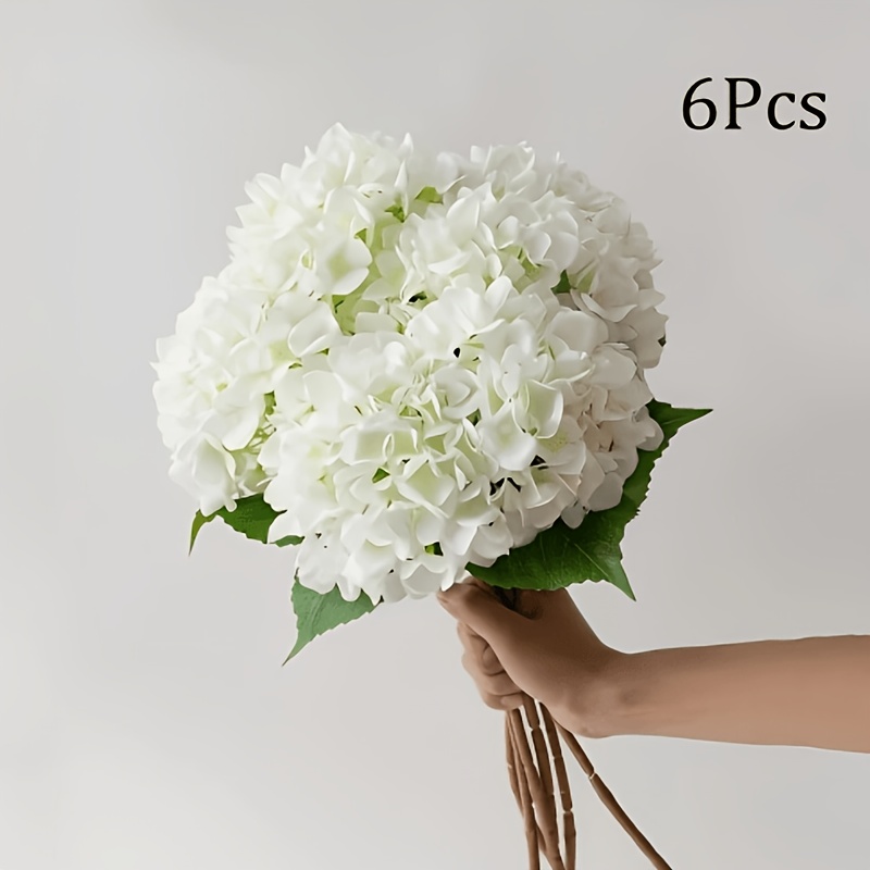 TEMU 6 Flowers Artificial Chrysanthemum Ball Flower Large Mum Stem Faux Hydrangea Artificial Plant Bouquet Bridal Wedding Bouquet Home Garden Party