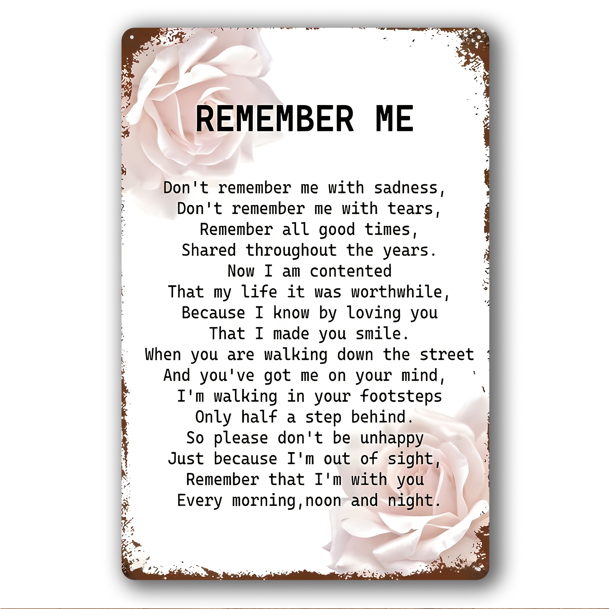 TEMU 2d Flat 1pc Rust-proof Inspirational Poetry Aluminum Sign 8x12 Inch Vintage Floral Roses Wall Art Garden Gift