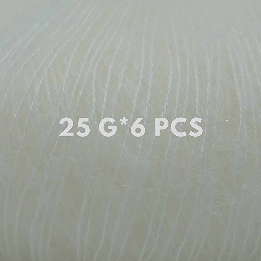 Image of 6- High-quality Mohair Yarn (25g X 6) 65% Mohair 10% Wool 25% Acrylic, For Knitting Sweaters, Coats, Skirts, Etc