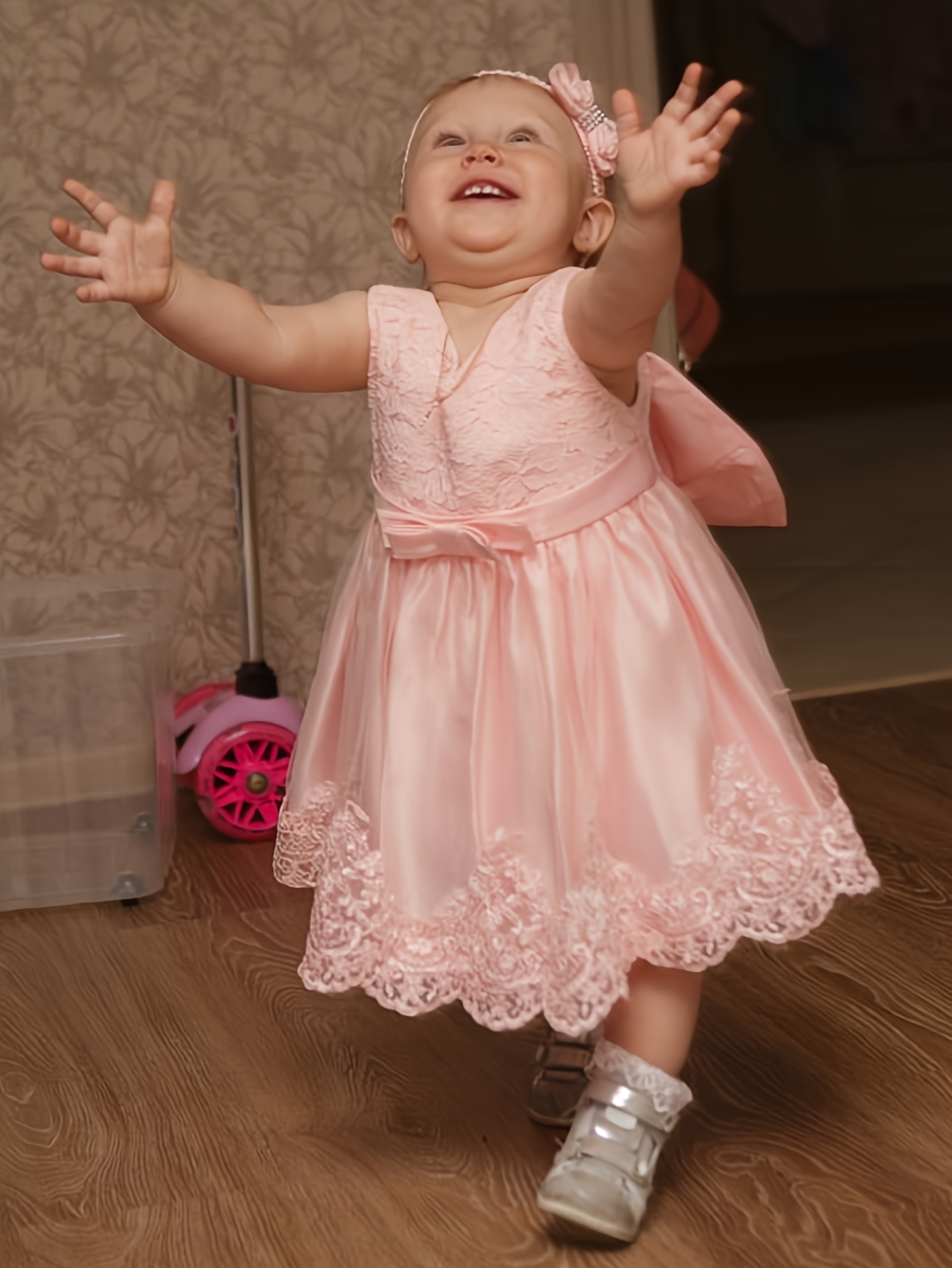 knee length dresses for ladies Adeline Lace Dress & Bloomers at Baby Beau & Belle main image 1