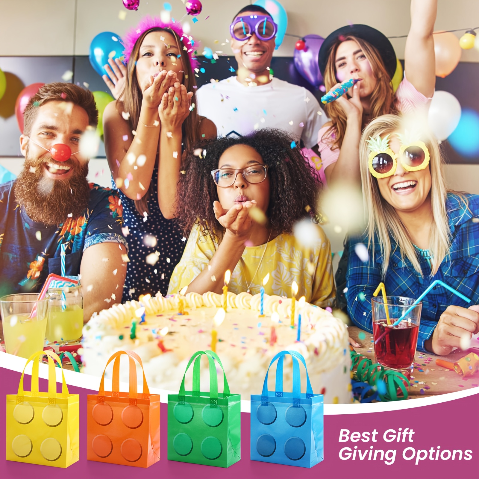 24-Pack Halloween Paper Gift Bags - Dancing Skeleton Treat Bags With Handles