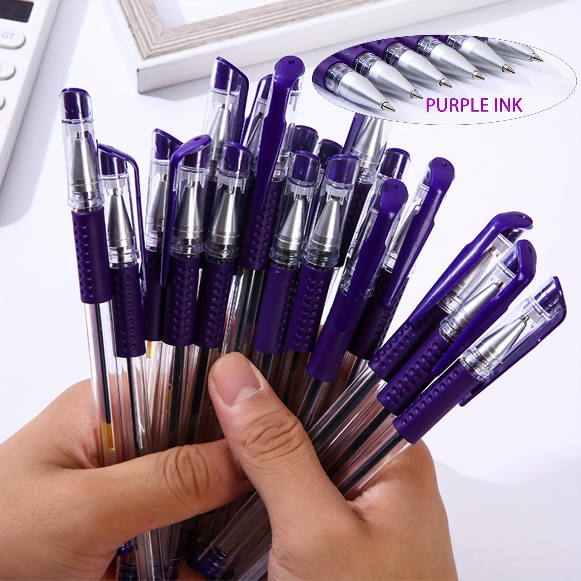 

Pack Of 10 Pens - Fine Point 0.5mm - Quick-drying, Lightweight With Level - Smooth Writing Pens For Office, School, And Note Taking - Purple Ink