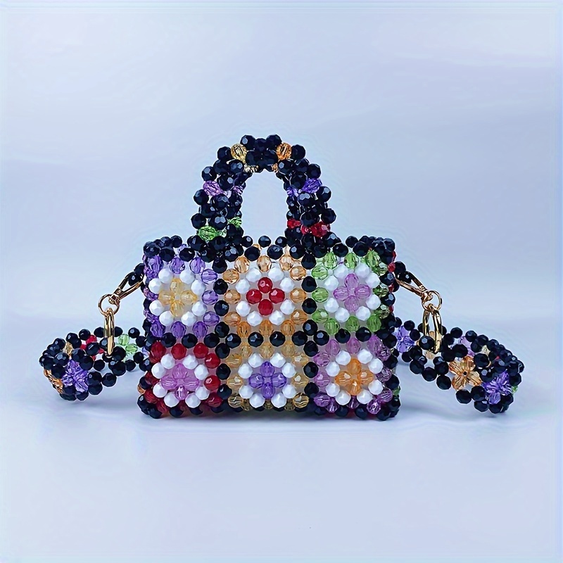 new beaded bag colorful beads square woven design popular - Temu