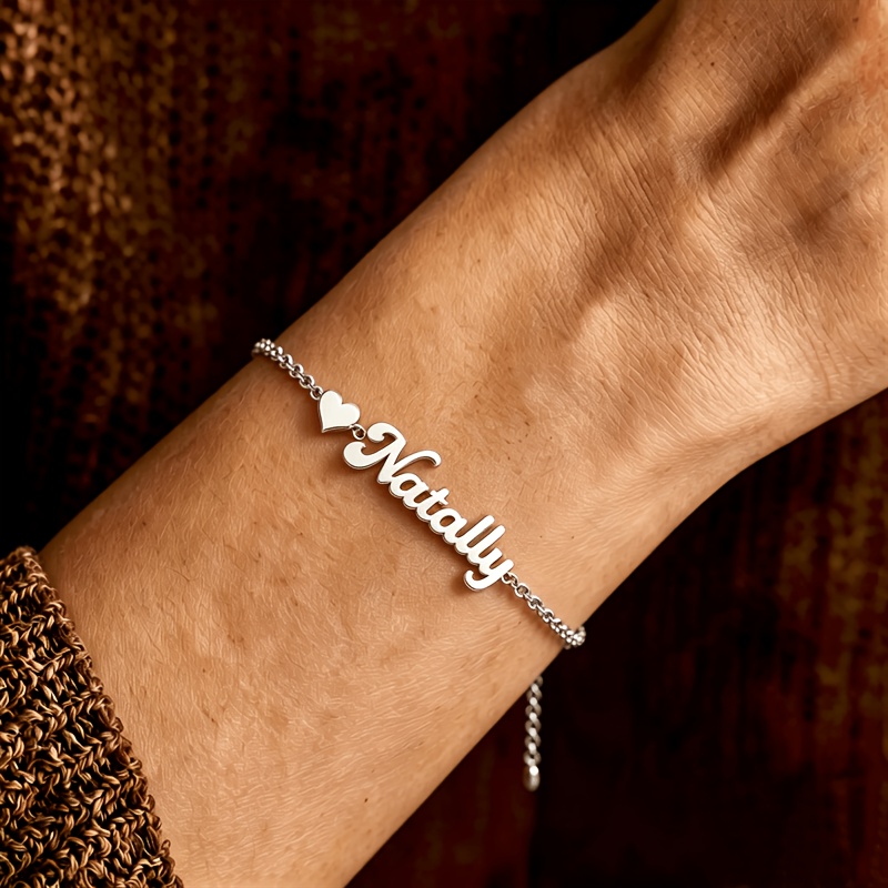 Personalized Minimalist Engraved Name Bracelet, Stainless Steel Gift