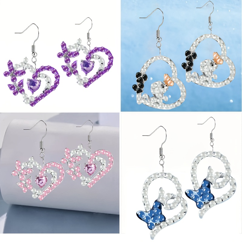 4 Pairs Painting Earrings, Double-sided Acrylic Material, Suitable For Beginners As Holiday Gifts