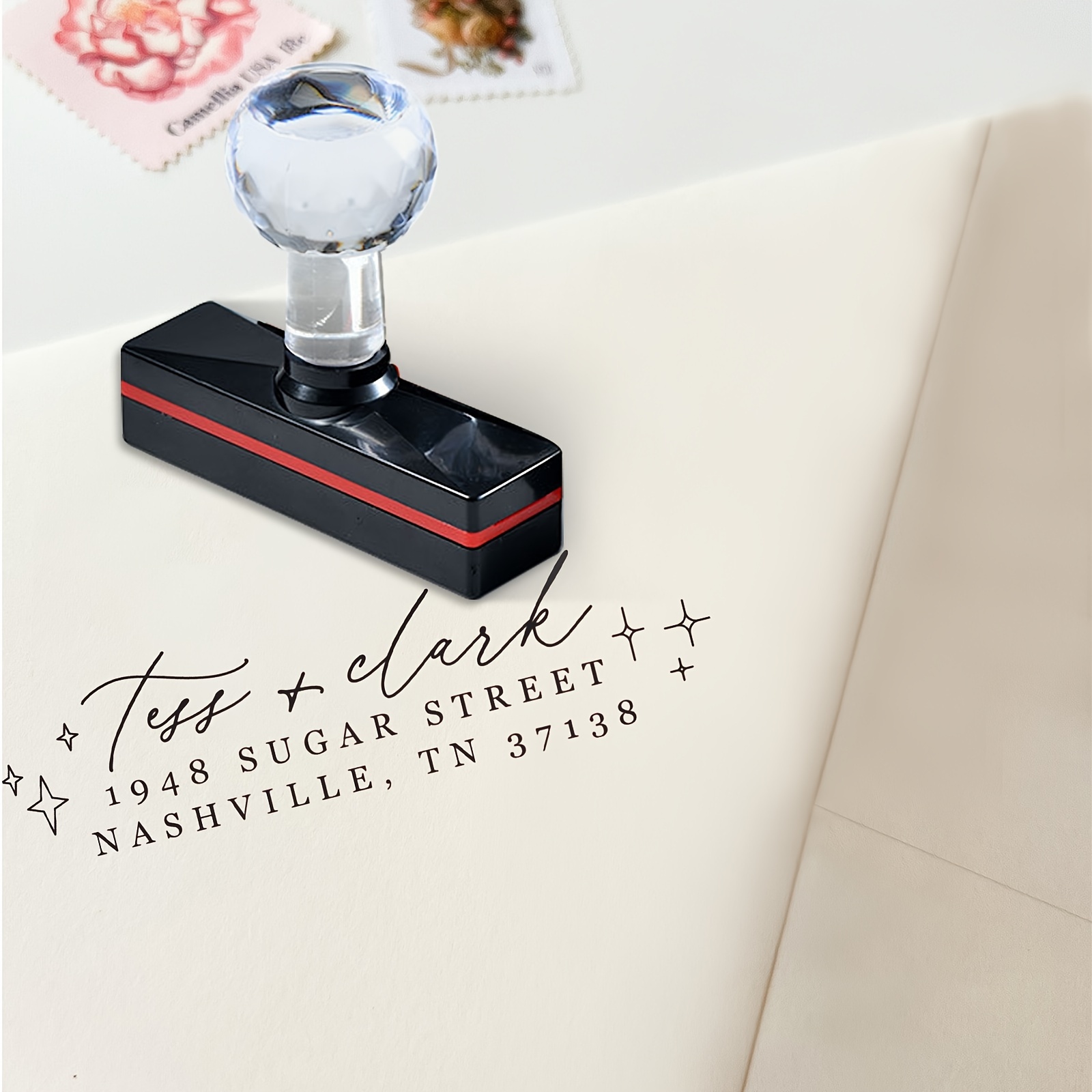 

Custom Name & Address Stamp - Wedding Invitations, Envelopes & Diy Crafts - Ideal Gift Packaging Seal