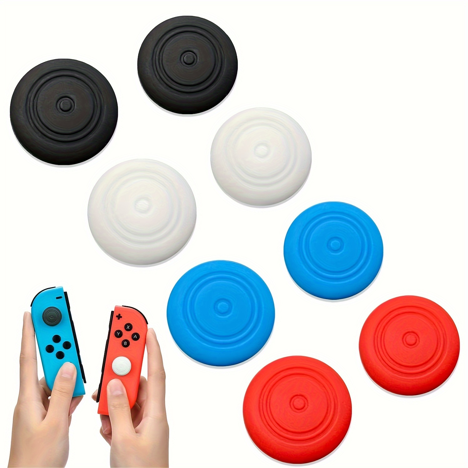 

8pcs Silicone Thumb Grip Caps Set For Nintendo Switch, Switch Oled & Switch Lite Controllers - Durable, Flexible Joystick Covers, Non-slip Analog Stick Enhancements