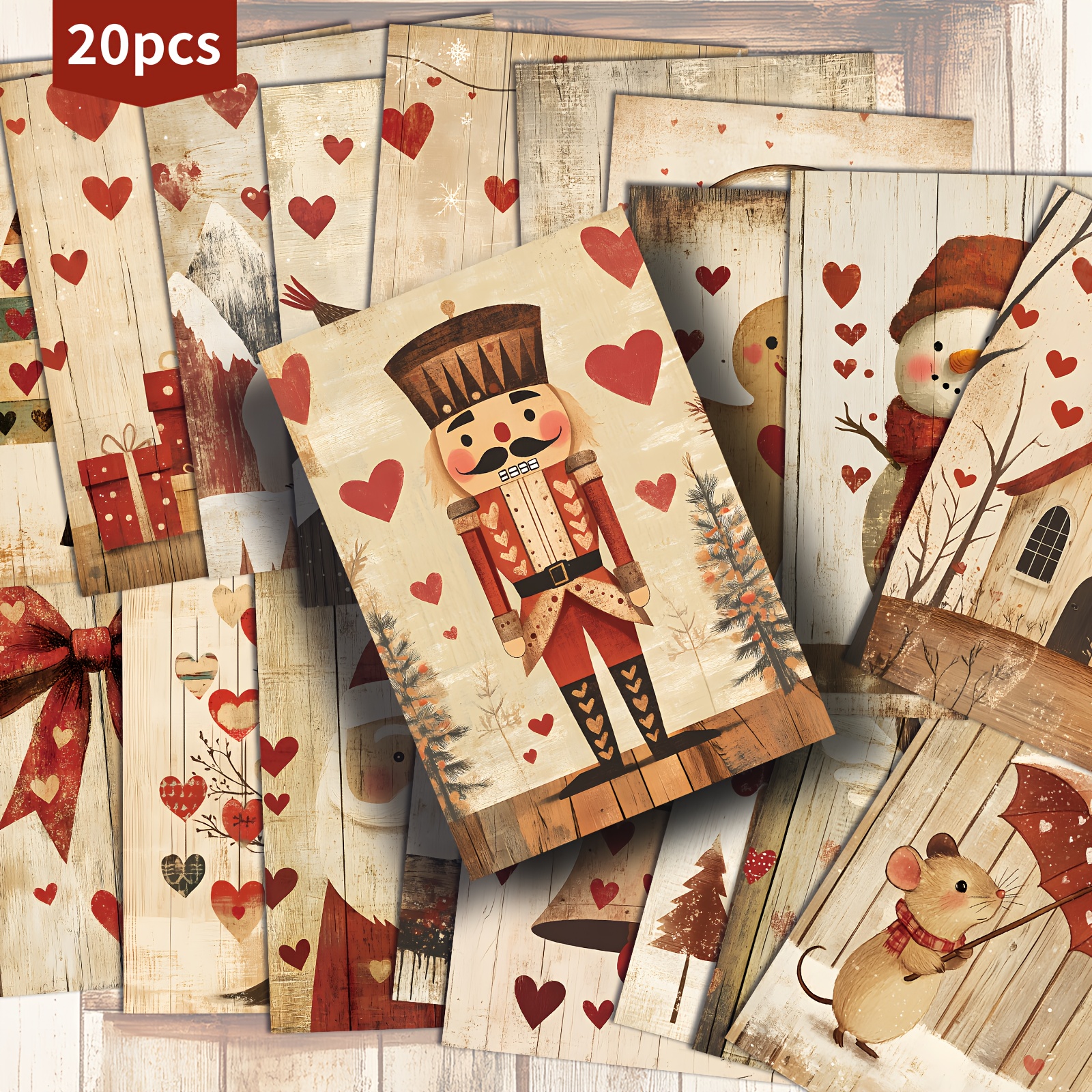 TEMU Set Of 20 Retro Christmas-themed Postcards Measuring 4x6 Inches, Featuring Classic Pinup Art, Perfect For Scrapbooking And Crafting