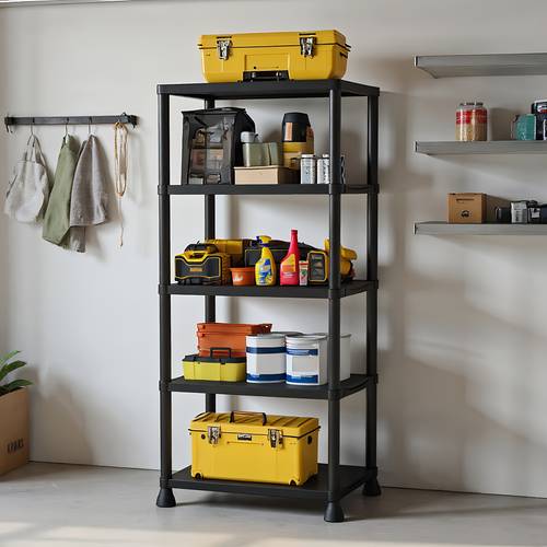 5 tier heavy duty plastic shelving unit with modular design 660lbs capacity freestanding garage shelves rack for home basement laundry utility room durable storage organizer for tools kitchen easy assembly utility shelves