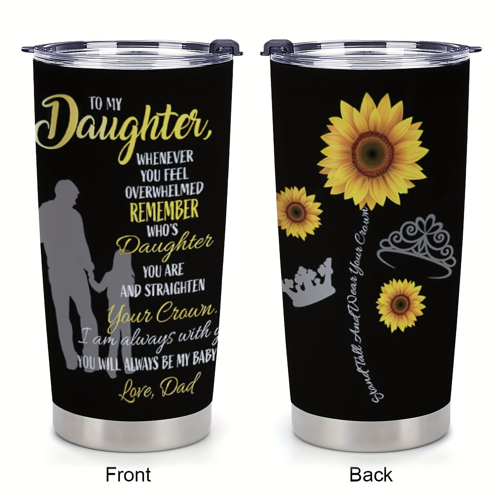 

1pc 20oz Stainless Steel Double Layer Insulated Coffee Cup With Lid, Gift For Daughter, I Am Always With You