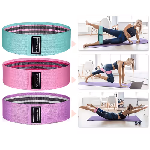 3-Pack Anti-Slip Yoga Resistance Bands (Pink, Purple, Green)