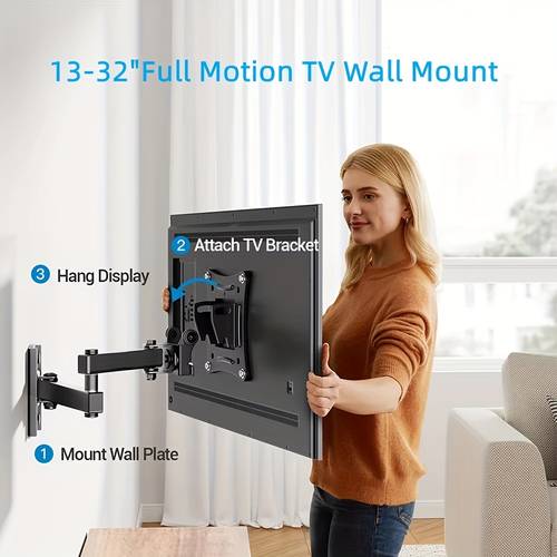 TV Wall-Mounted Stand with Telescopic Height Adjustment ( -81.28 cm) - Heavy-Duty Metal Construction, Space-Saving Design, Mechanism & Mount Plate for 33.02-81.28 cm TVs, , Compatible with Flat Panel TVs up to 81.28 cm, Modern Wall-Mounted TV Stand for Living Room, Home Theater, Small Spaces - Sturdy & Sleek , Tv Stand with Storage