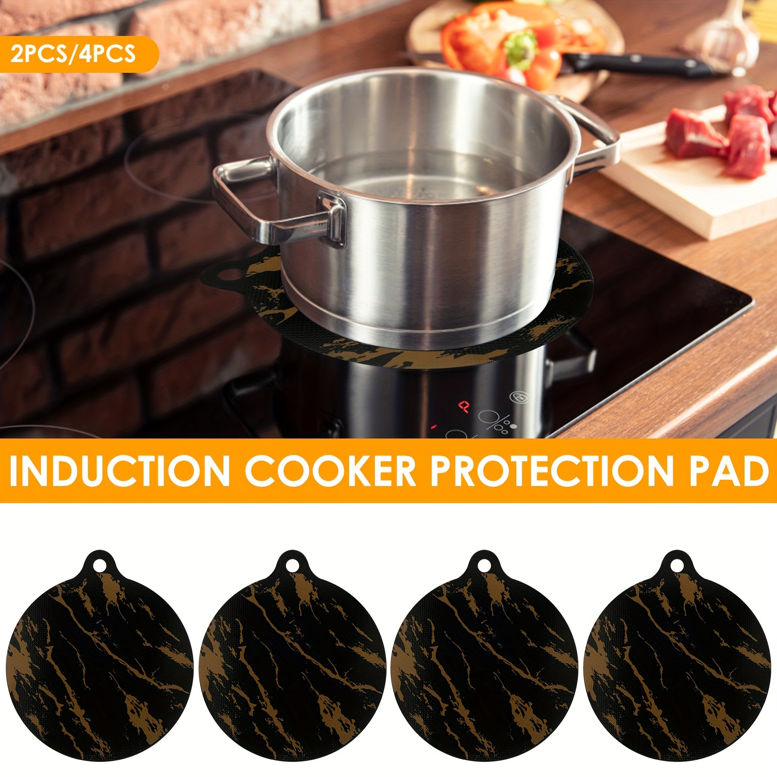 2-Pack Thermochromic Silicone Induction Cooktop Mats - 9.45 Inch Non-Slip Stove Protectors With Hanging Hooks