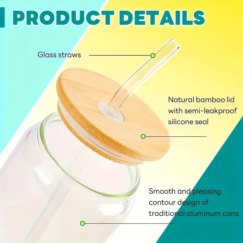 6 8 16pcs glasses 16oz insulated glasses with lids and straws jar glasses for gifts parties drinking glass sets iced coffee mugs cute tea mugs homemade drinking glasses Product details 1