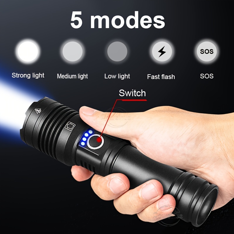 Lampe Torche LED Ultra Puissante Rechargeable Avec Zoom - Boîte Cadeau