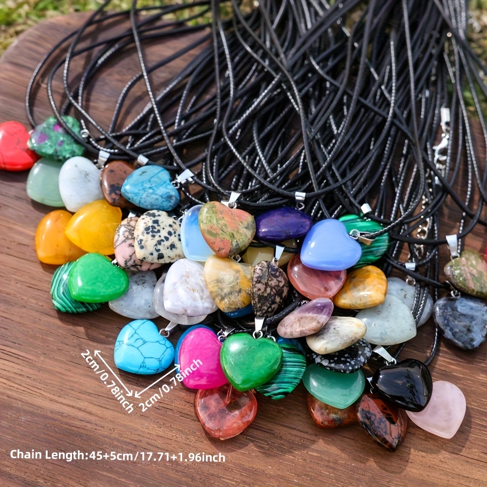 Heart Pendant Set with 40 Random Colour Natural Charms