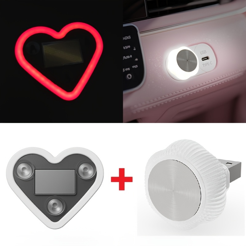 TEMU Car Interior Mood Lights, Heart Shaped Neon Led Window Lights& Flower-shaped Ambient Lights, Car Interior Mood Decorations, Suitable For
