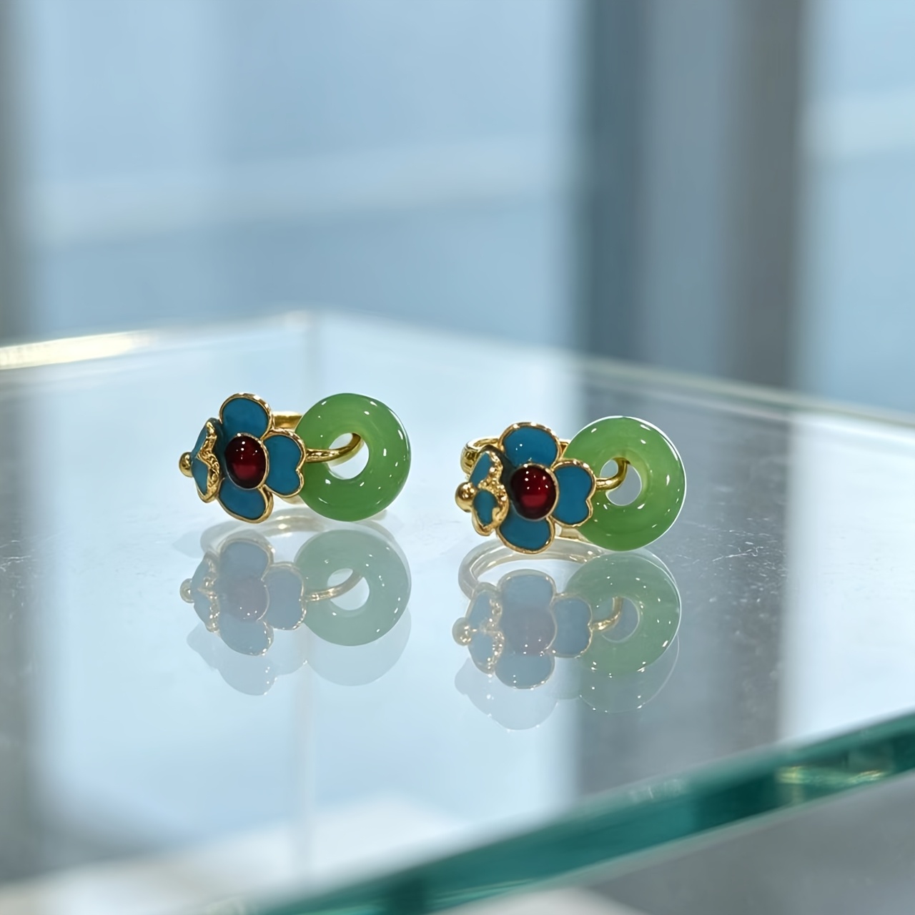 Women's Ancient Style Floral Safety Buckle Earrings, Hanfu Additions