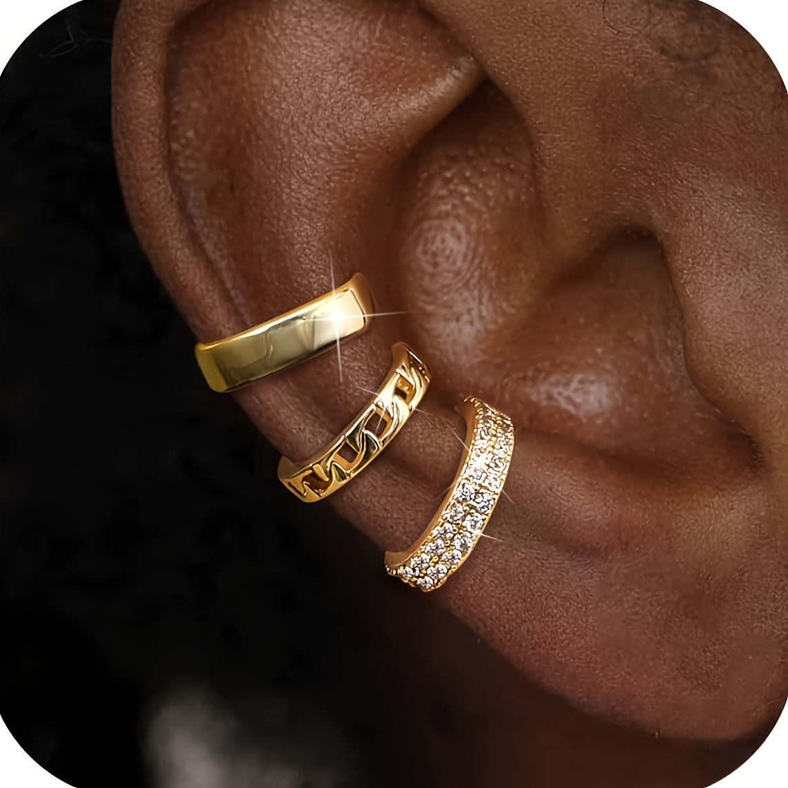 Image of Ear Cuff Earring Trendy Fake Earrings Hypoallergenic Huggie Hoop Clip Cuff Earring Lightweight