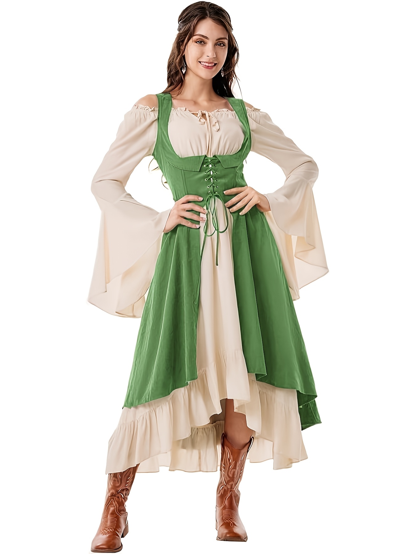 green pirate dress Hi-Low Saloon Girl Pirate Dress – Mystic Closets main image 1