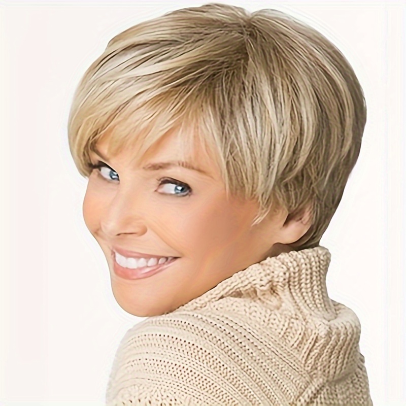 

Chic Short Cut Wig For Women - Golden Blonde, Heat Resistant Synthetic Hair With Cap,