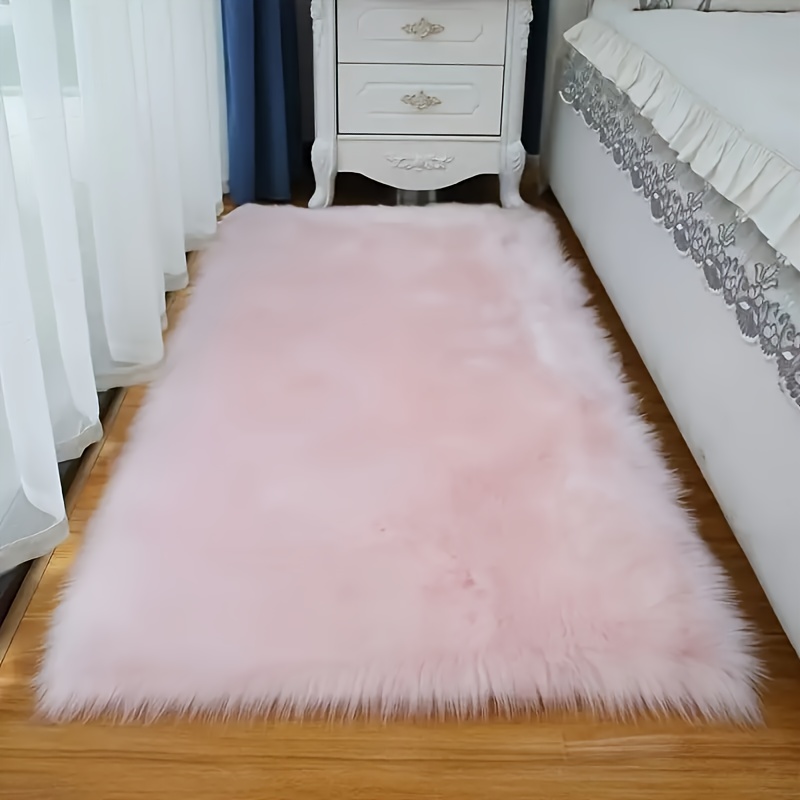 TEMU Simple Solid Color Long Pile Mat, 60*120cm - Perfect For Bedroom, Living Room, Dressing Room & Storage Cabinet Mat, Soft And Washable Mat