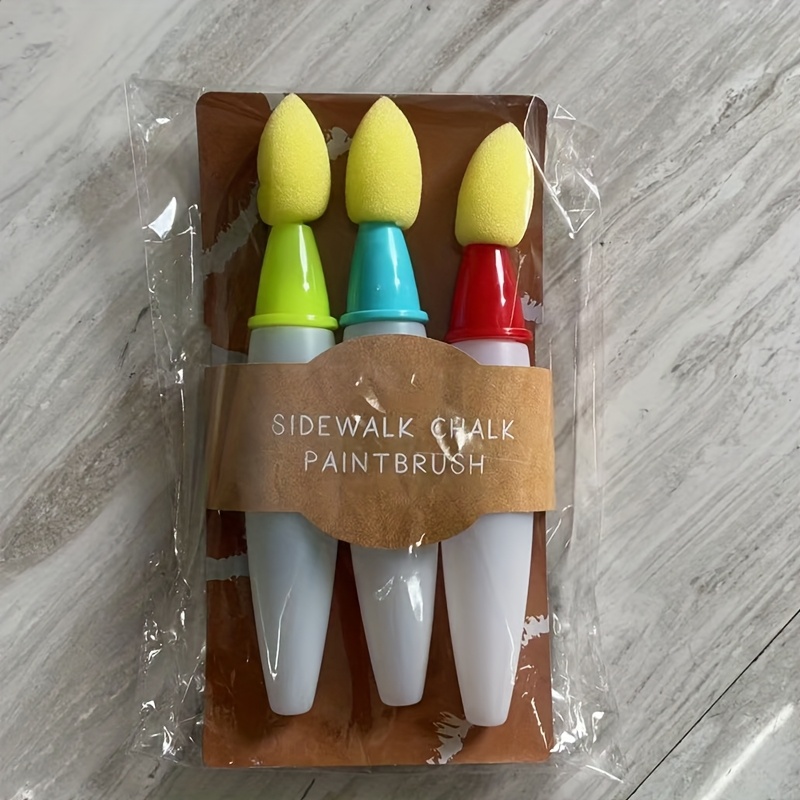 3PCS/Set Sidewalk Chalk Paint Brush, With Liquid Chalks, Sidewalk Paint Brushes For Kids, Paintbrush Bulk, Add Water To Use, Washable, Easy To Clean