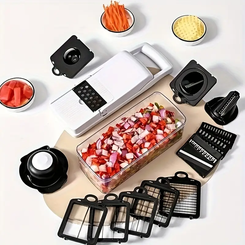 vegetable chopping machine 25 in 1 professional food chopper multifunctional vegetable chopping machine with container onion chopping machine salad chopping machine vegetable spiralizer Product details 1