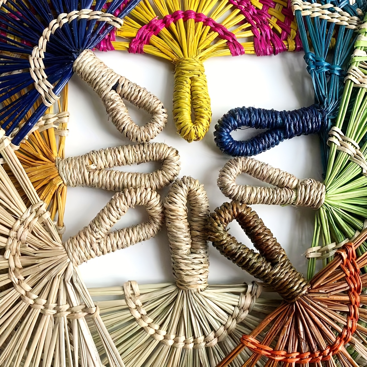 [Art Deco Hand Fan] Decorative Art Deco Style Fabric Hand Fan | Portable Half-Sided Traditional Design Woven Fabric Fan for Home, Office, and Gifts - Ideal for Christmas, Halloween, Easter, Thanksgiving, and Hanukkah Celebrations, Hanukkah Decor