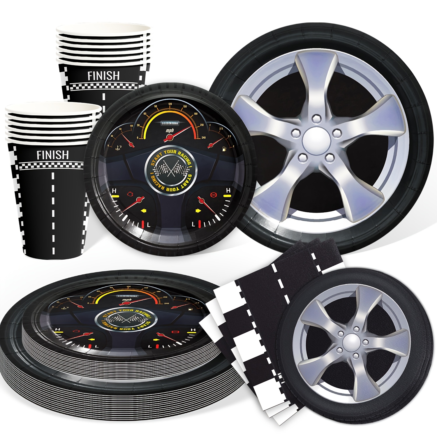 Race Car Party Plates And Napkins For Birthday Party Supplies Racing Themed Paper Dessert Plates Tableware Set For 10 Guests Birthday Party Decorations