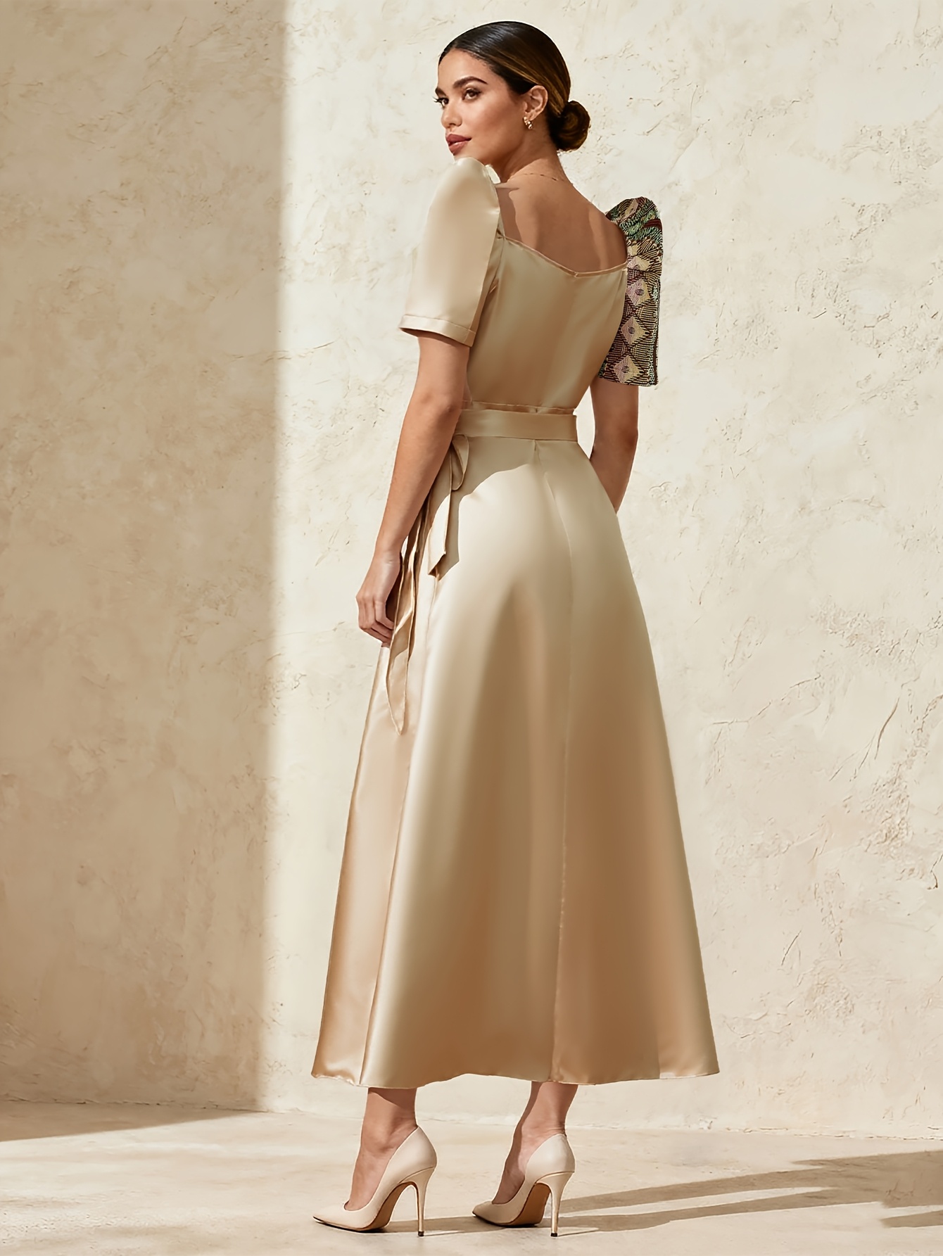 pearl wedding dress Pearle Long Sleeve Vintage style Wedding Gown with Fit and Flare style main image 1