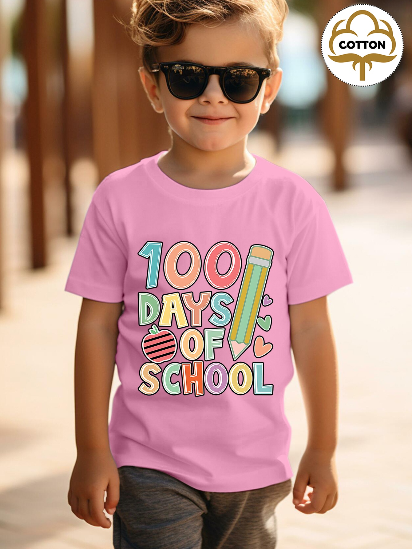 Maglietta casual a maniche corte con grafica Big Brother per bambini piccoli, design versatile e minimalista | SHEIN ALIA