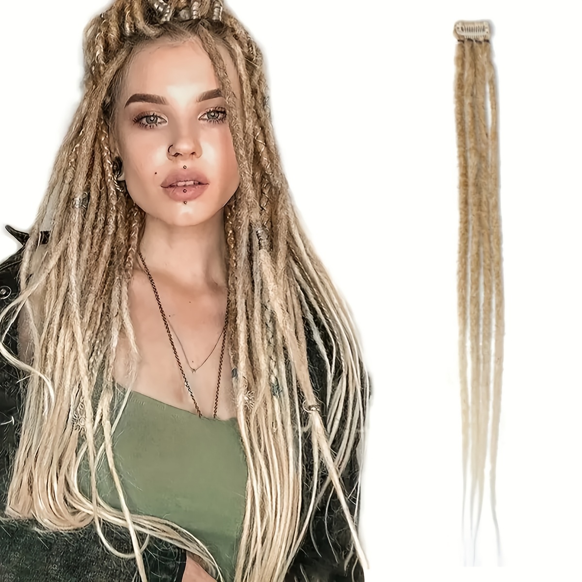 TEMU 1/3pcs Handmade Synthetic Dreadlocks With Bb Clip-handmade Clip-in Dreadlock Extensions-24inch , Handmade Synthetic Crochet Hairpieces For