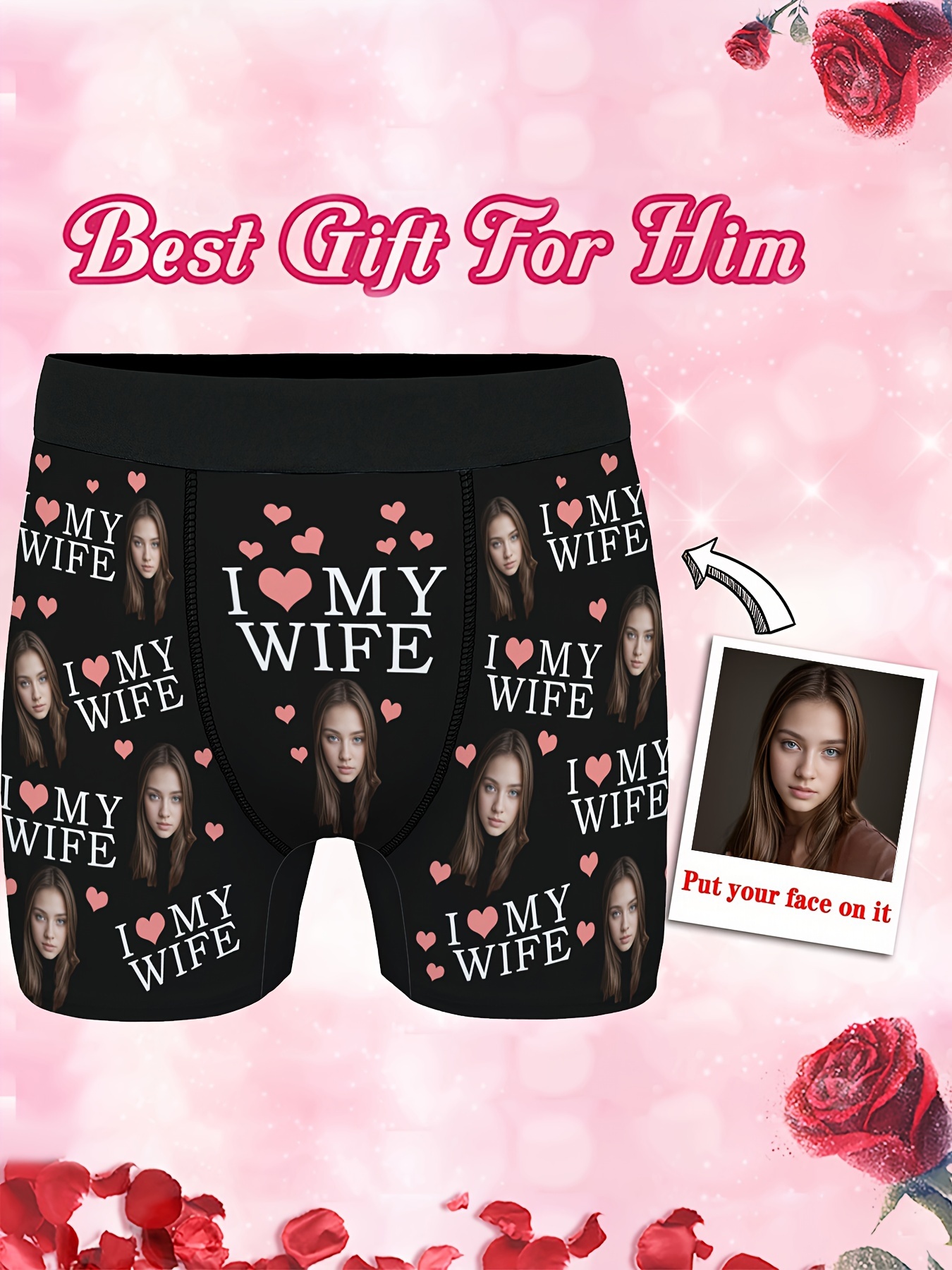 Custom Funny Boxer Briefs with Wife's Face Customized Print Underwear for  Men,Weird Gifts