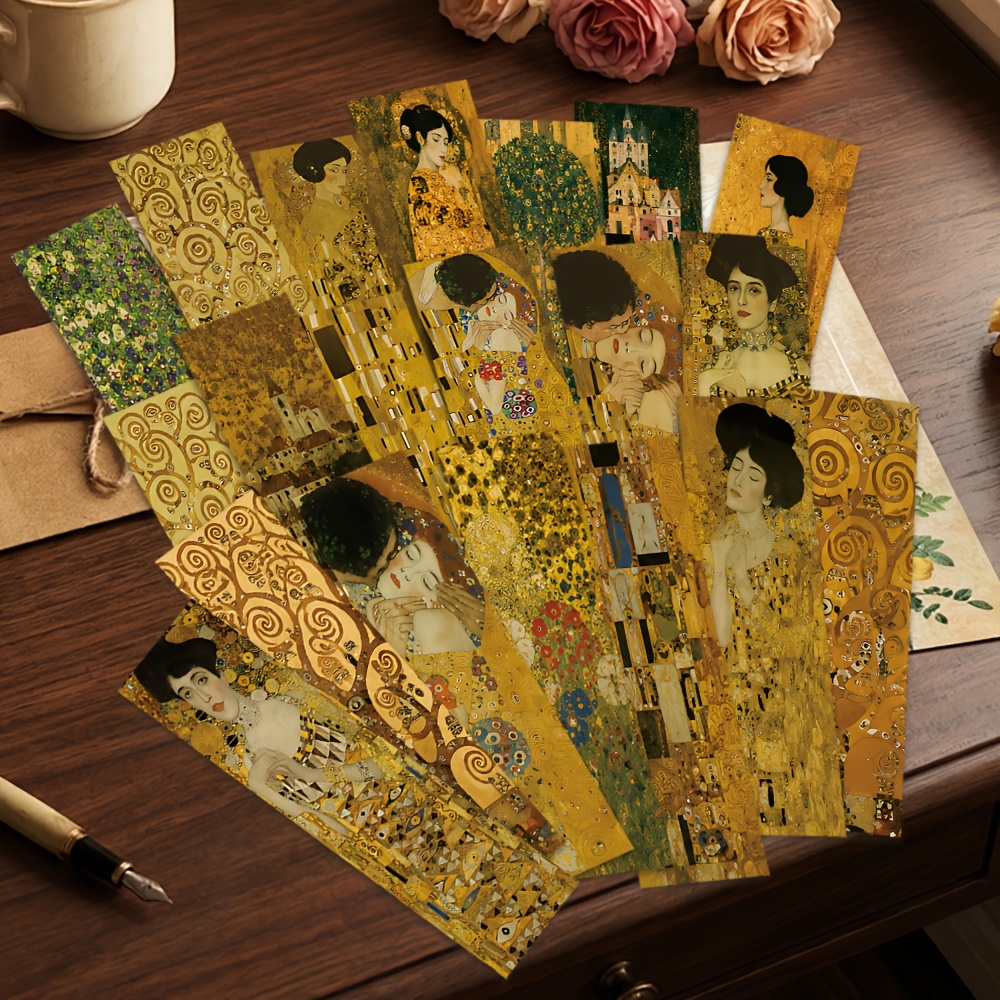 TEMU 20pcs Klimt European Retro Luxurious Illustration Exquisite Bookmark Set School Supplies, Office Supplies And Additions 5.9 X 1.57 Inches