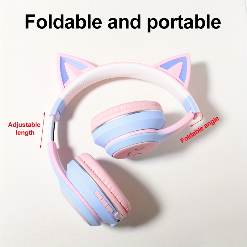 stsearconect cat ear gaming headphones rgb lighting noise Temu