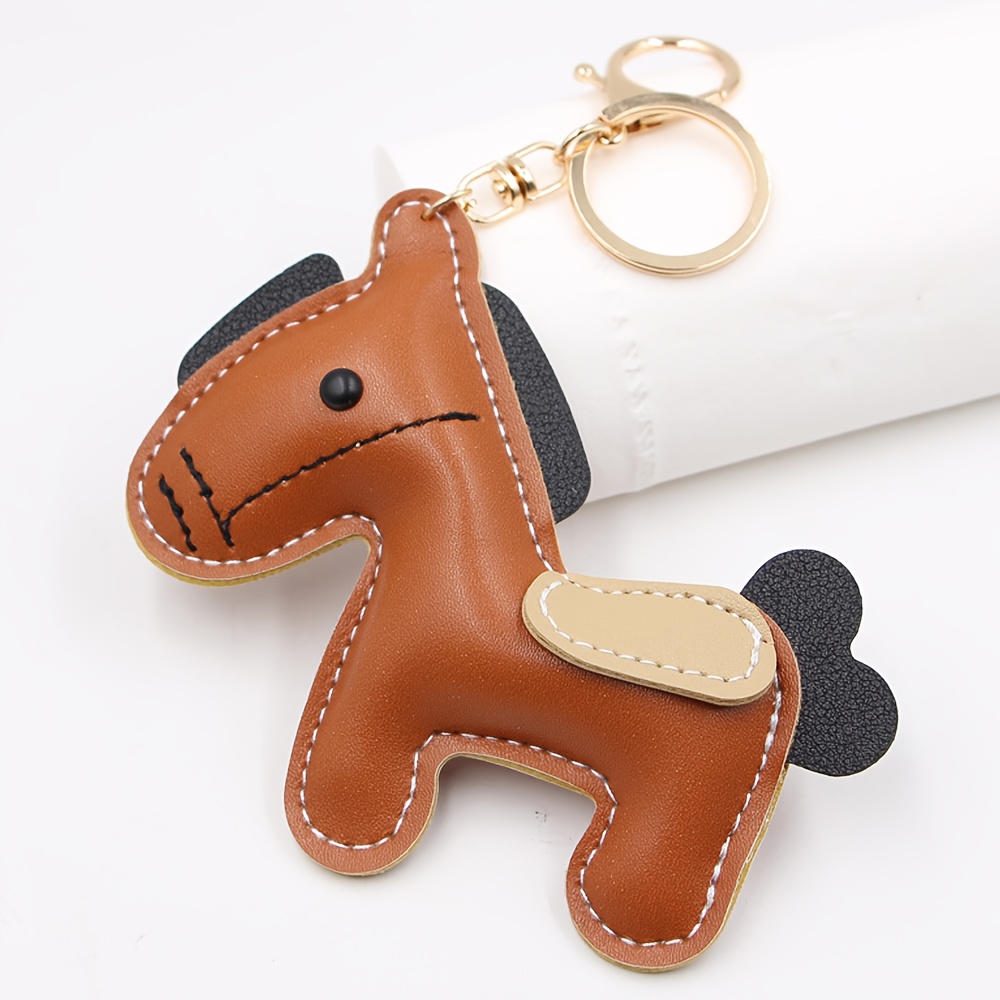 TEMU Personalized Horse Keychain - Custom Name/text, Elegant Brown And Head Pendant With Ring, Luxurious Gift For Women, Perfect For - Birthdays,