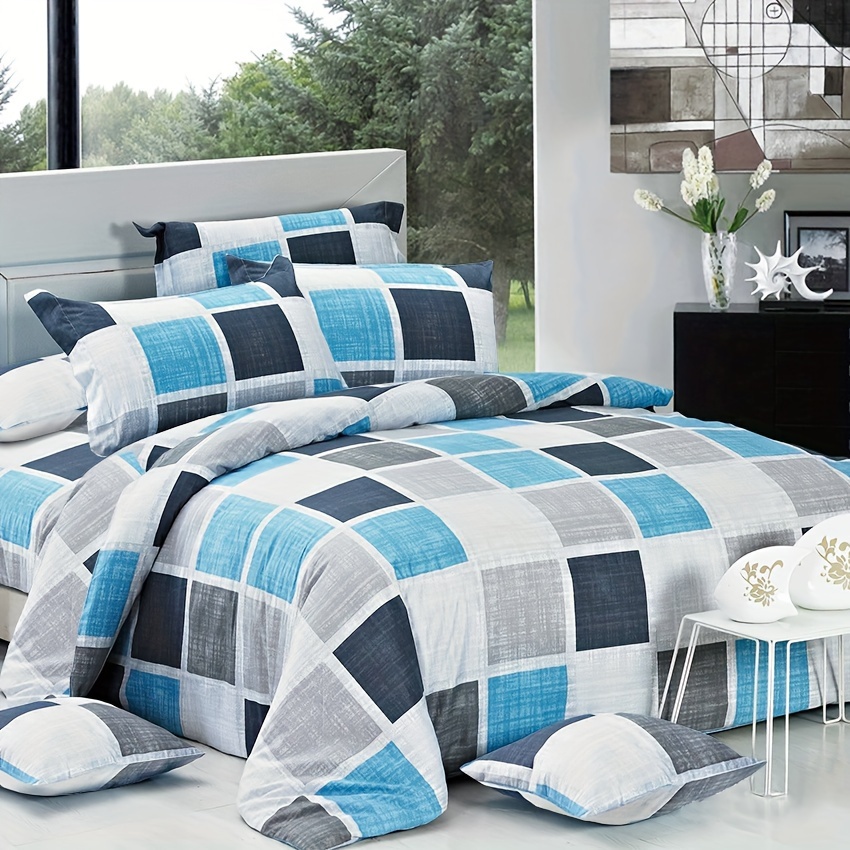 TEMU Brinty Duvet Cover Set - Australian Size - Available In Queen, King, And Super King Sizes, 3pcs (1 Duvet Cover + 2 Pillowcases) - Color: Blue