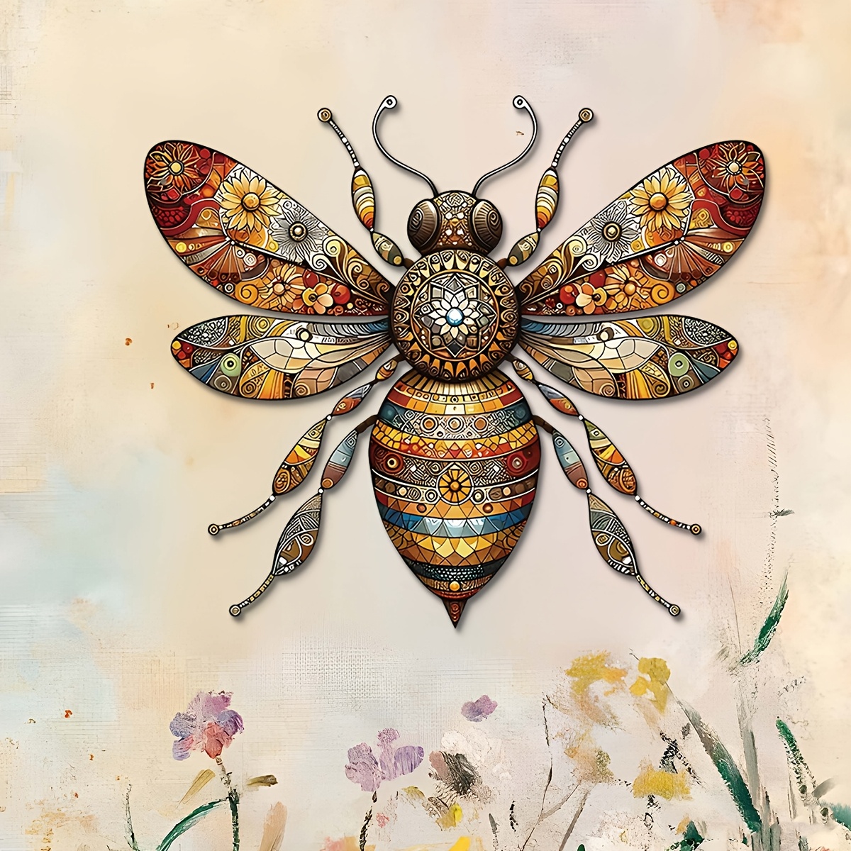 Vibrant Bee Metal Art Wall Decor - image 1