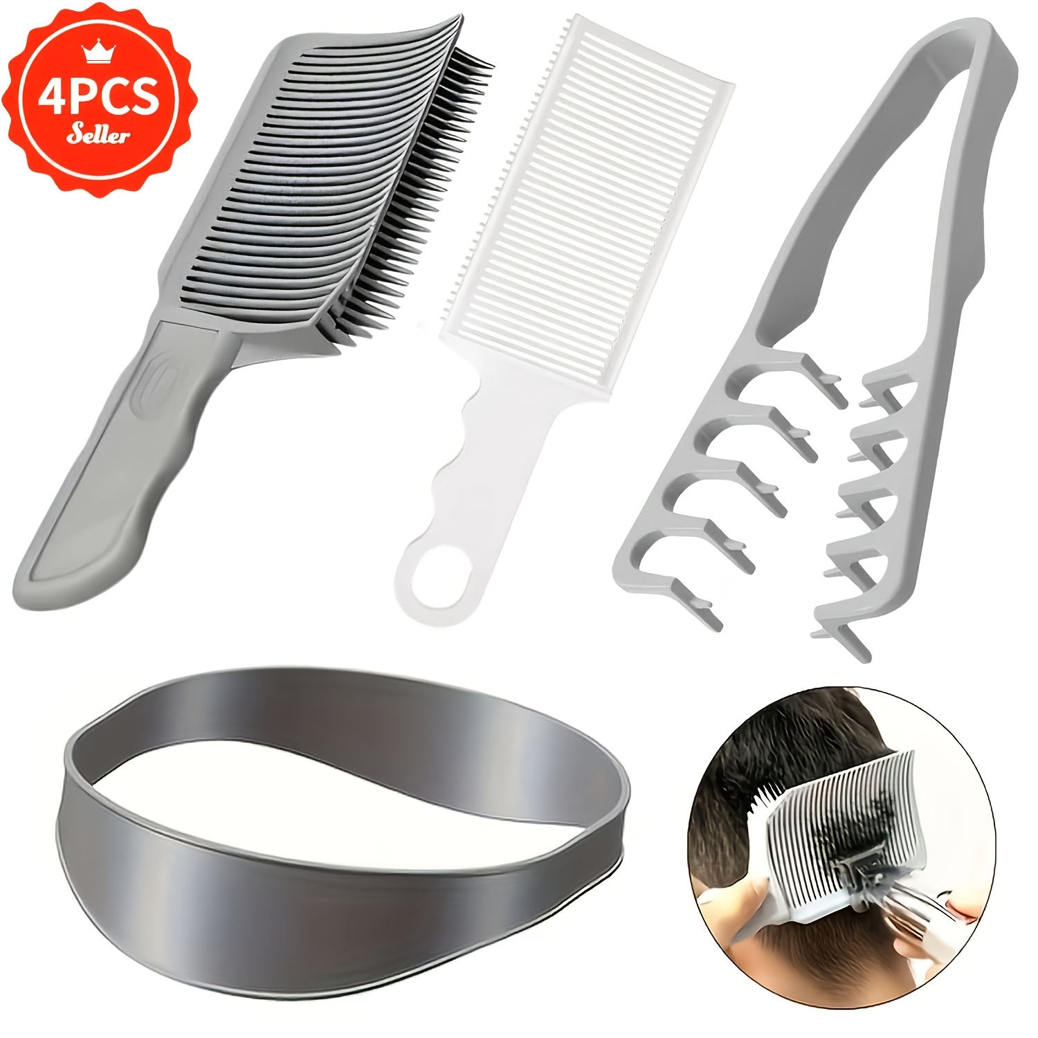 Image of Fade Combs, 4pcs Self Haircut Kit For Men Professional Barber Positioning Combs, Hair Cutting Guide Tools For Home & Salon Use