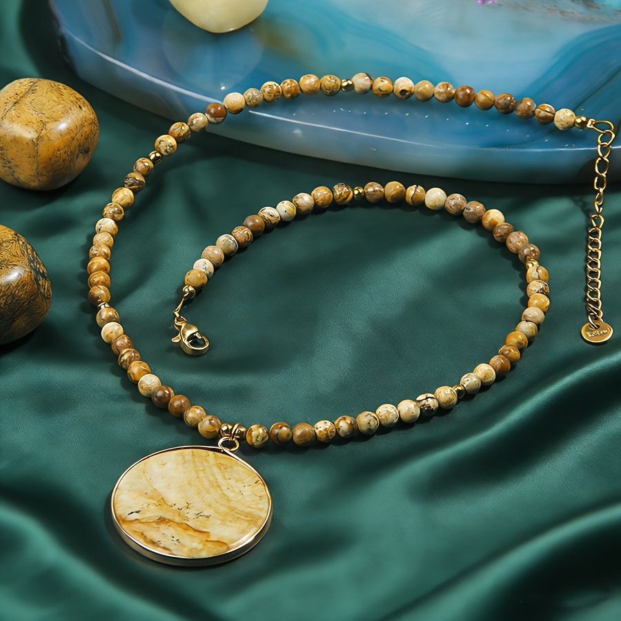 Elegant Natural Stone Necklace with Golden Spacer Design