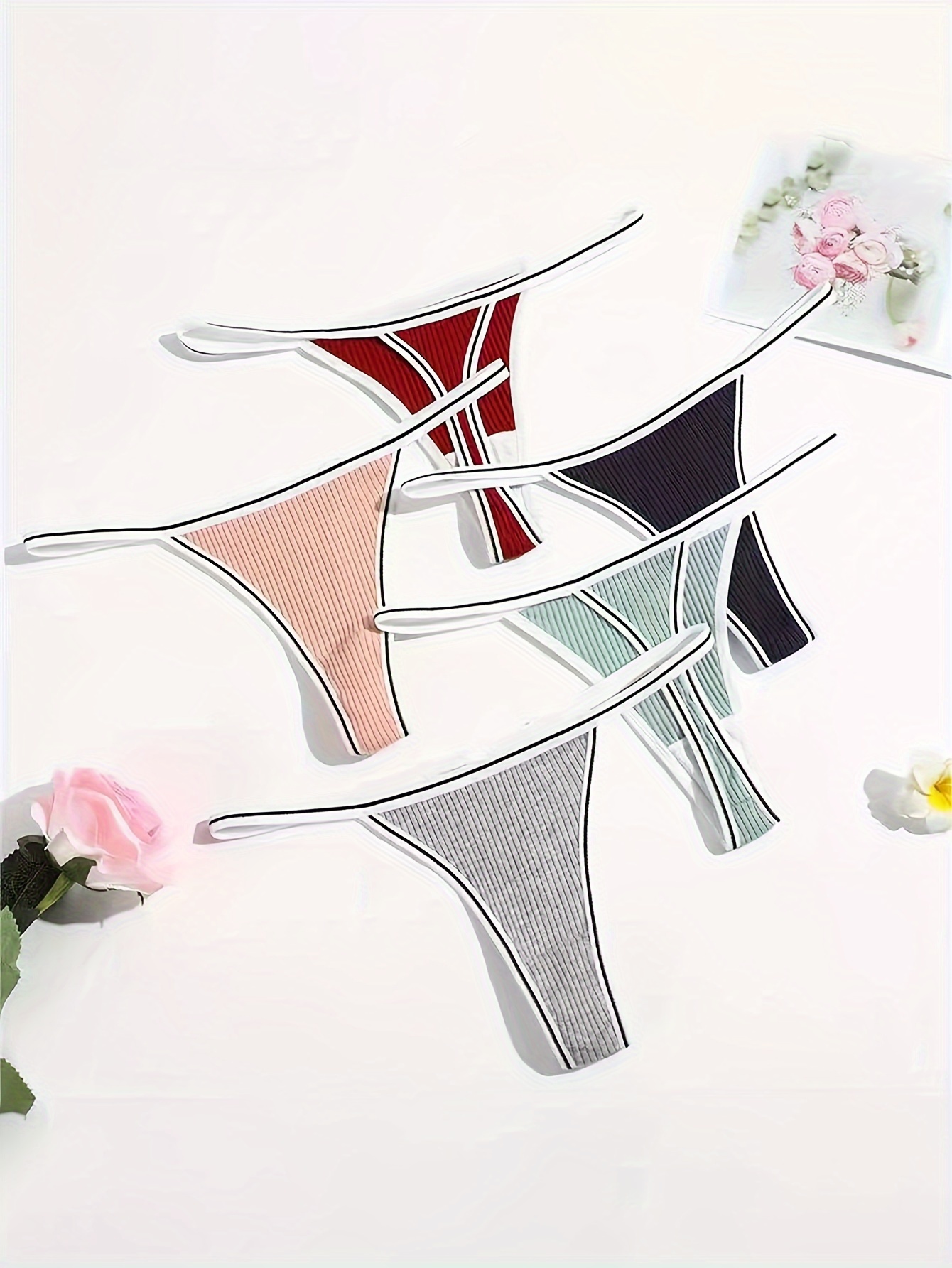 Women's Rainbow Striped Underwear Thongs Panties - Temu
