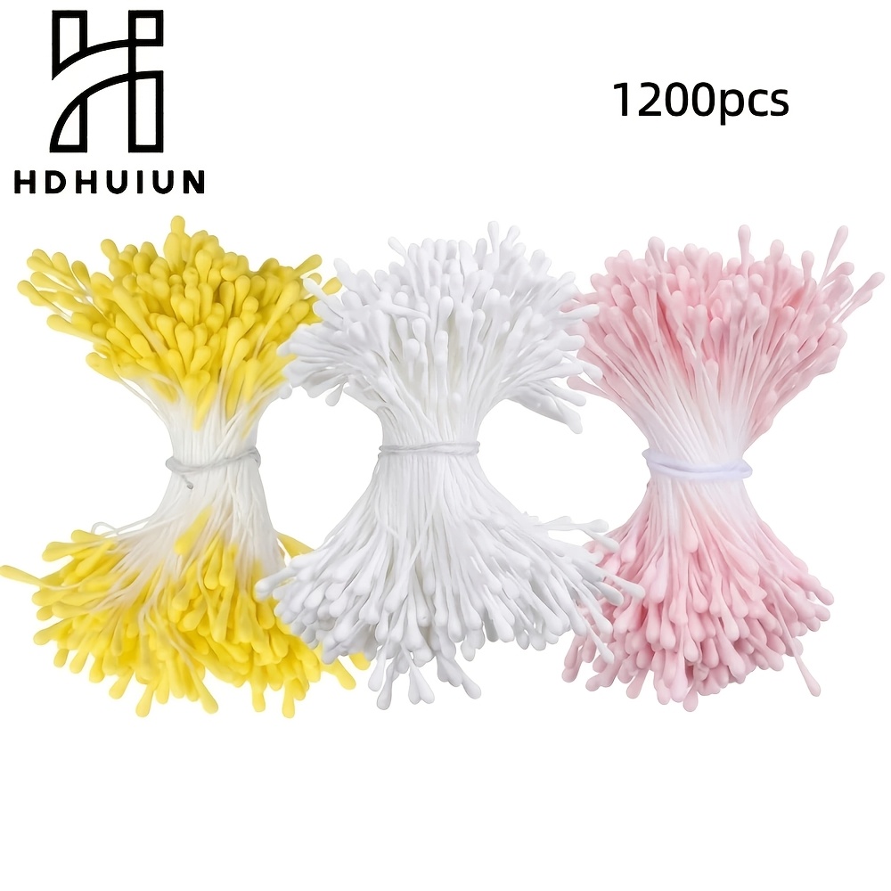 TEMU 1, 200pcs Double-ended Artificial Flower - 3 Colors - - Ideal For Flower Making, Crafts, Christmas, Weddings, And Scrapbook Decoration