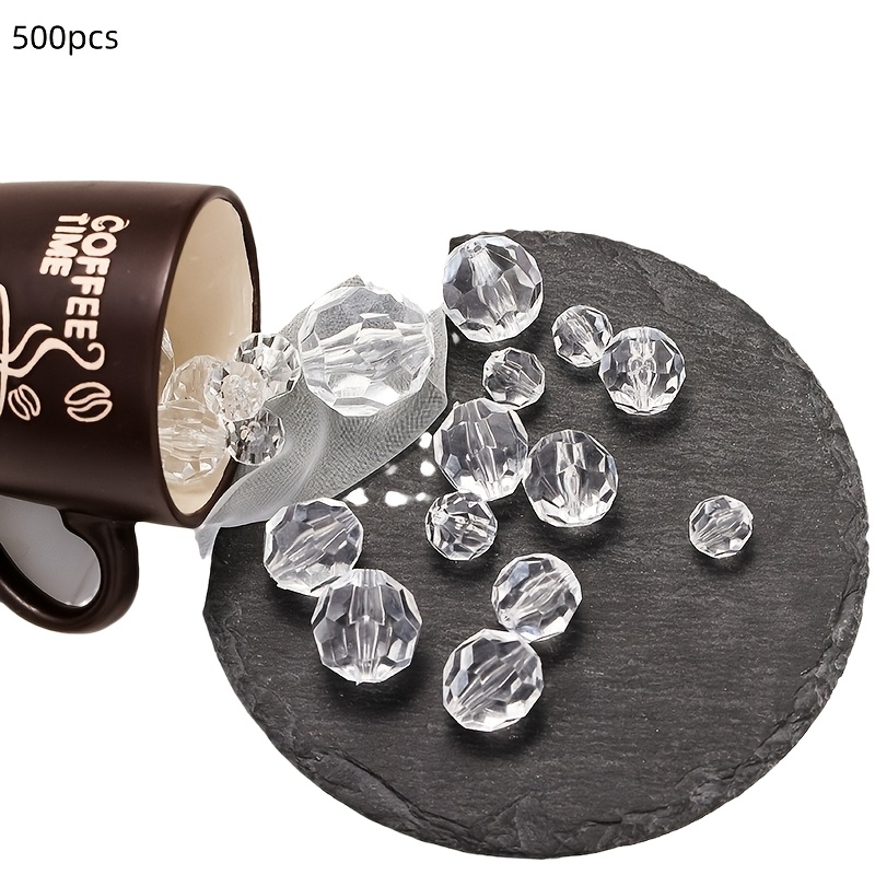 TEMU 500pz Perline Angolari Trasparenti a 32 Lati, 8Mm, Acrilico, Adatte per Borse, Gioielli e Decorazioni per la Casa