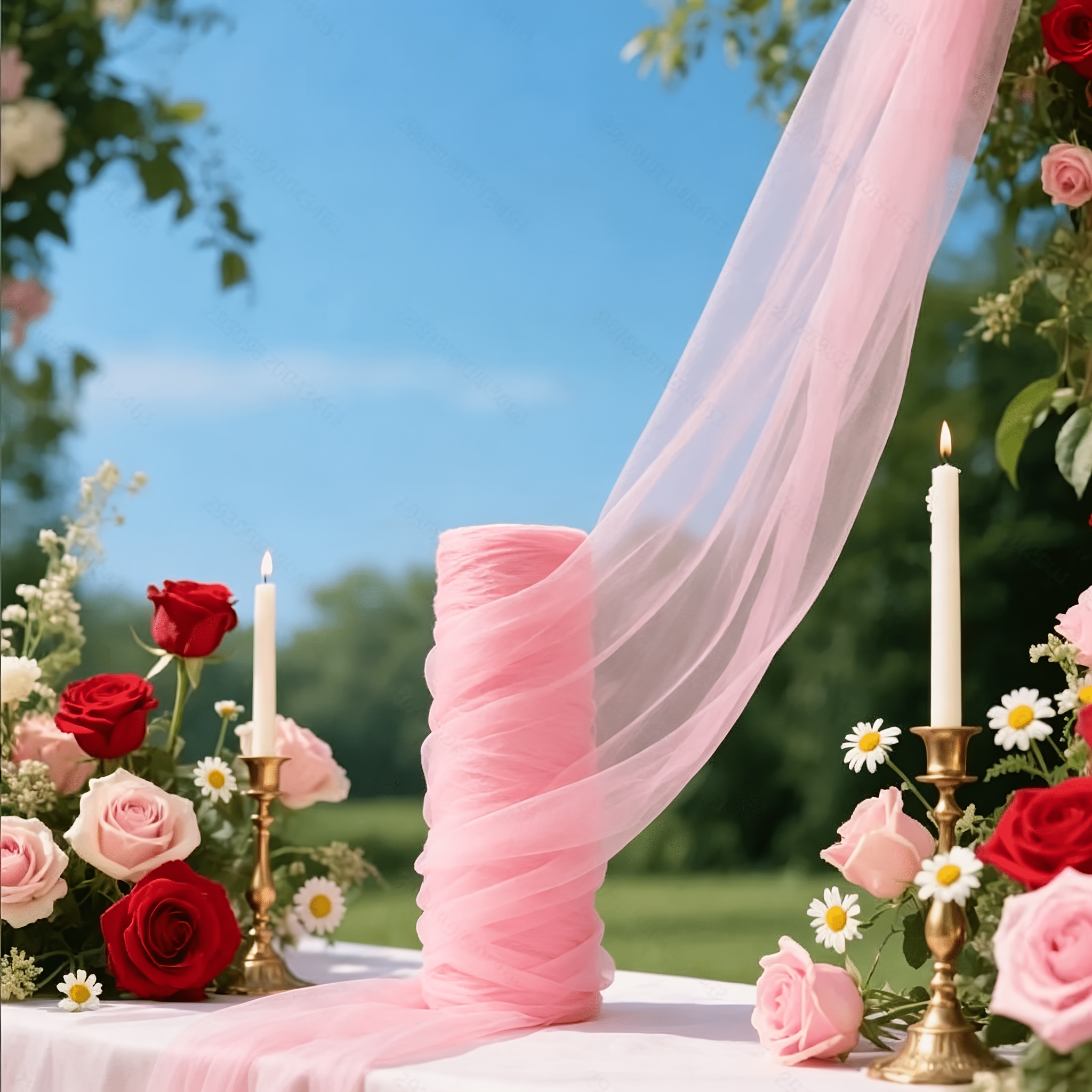 TEMU 1 Rolle 164ft Extra-Lang Leichtrosa Transparenter Tüll & Organza Stoff – Ideal für Hochzeiten, Geburtstage, Partys – Durchsichtige Hängevorhänge