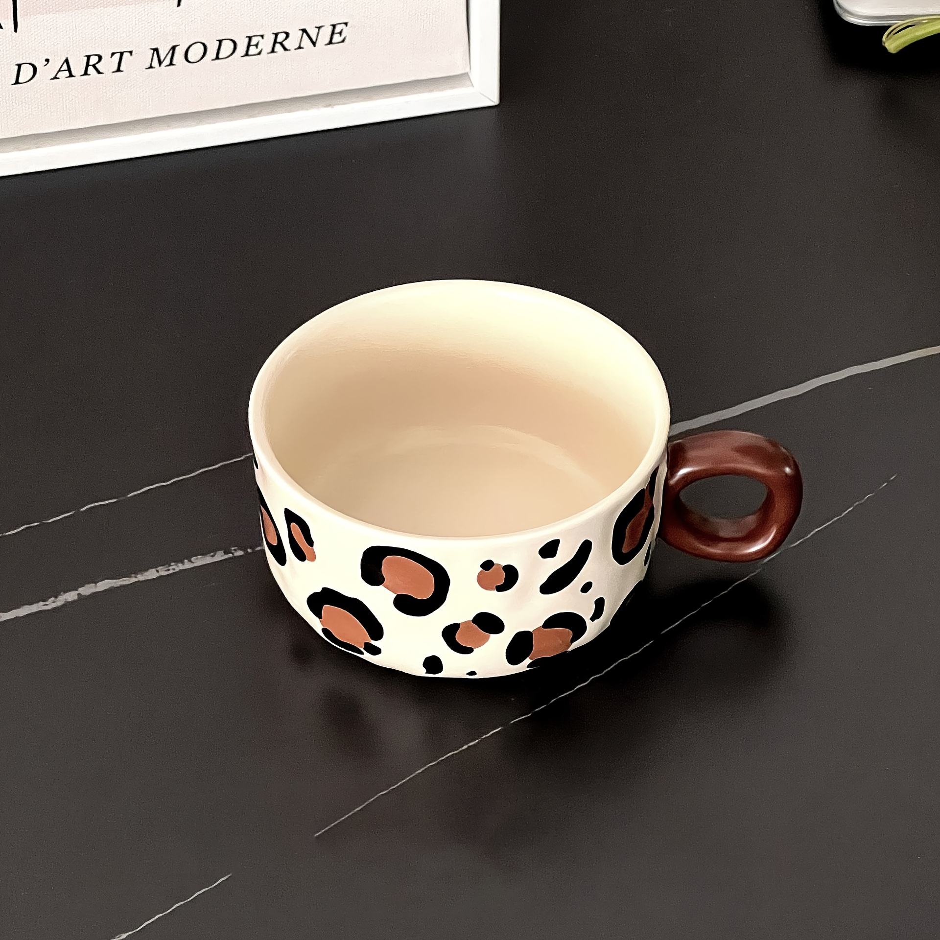 Image of Print Ceramic Coffee Cup, Striped Mug, Breakfast Cup, Yogurt Cup, Milk Cup, Suitable For Home Dining , A Great Gift For Graduation Parties And Birthdays, 350ml/11.84oz